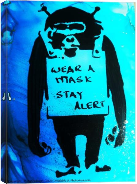 Wear a Mask Stay Alert Canvas Print by Zahra Majid