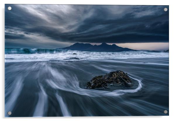 Dramatic seascape with the Isle of Rum  Acrylic by John Finney