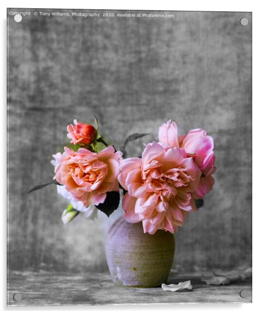 Pink Roses  Acrylic by Tony Williams. Photography email tony-williams53@sky.com