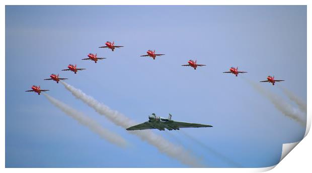The Majestic Vulcan and Red Arrows in their Final  Print by Simon Marlow