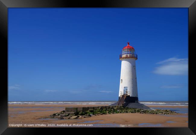 Point of Ayr Lighthouse at Talacre Beach Framed Print by Liam Neon