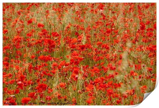 Impressionist image of poppies Print by Simon Johnson