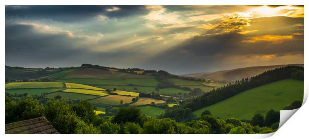 Sunlight on the Brendon Hills Print by Mike Lanning