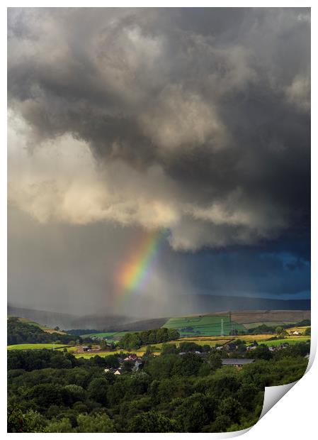 Hayfield Thunderstorm Rainbow Print by John Finney
