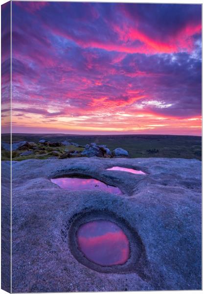 Higgor Tor Purple Sunrise Reflections Canvas Print by John Finney