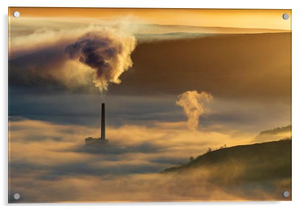 Smoke above Fog at sunrise Acrylic by John Finney