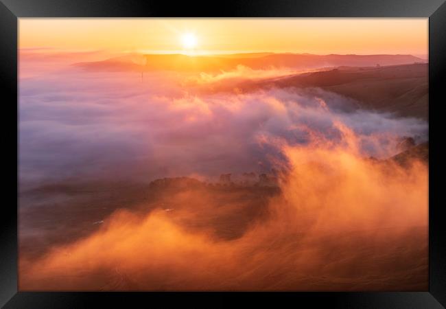 Hope Valley Inversion Sunrise, Peak District Framed Print by John Finney