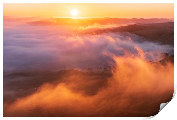 Hope Valley Inversion Sunrise, Peak District Print by John Finney