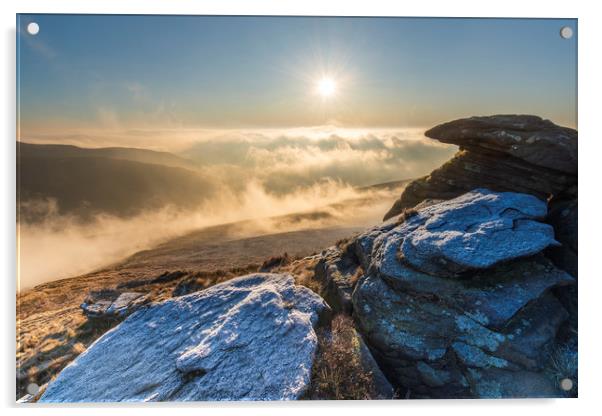 Kinder Scout Winter Sunrise, Derbyshire Acrylic by John Finney