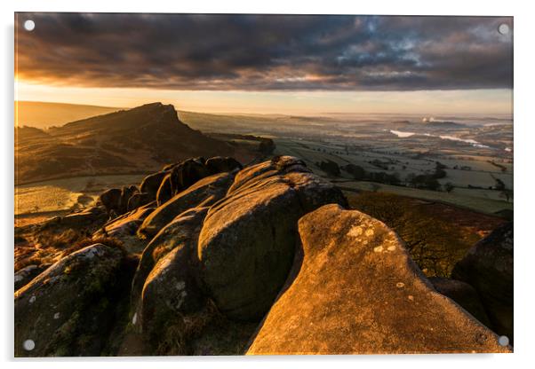 The Roaches; Hen Cloud Sunrise Acrylic by John Finney