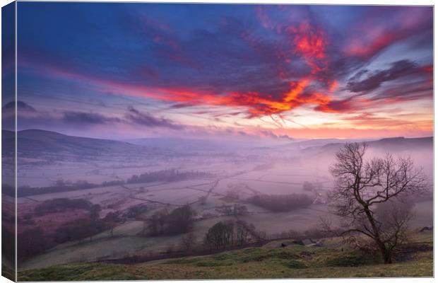 Red Sky in the Morning, Peak District Canvas Print by John Finney