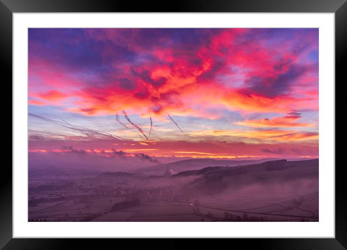 Red Sky in the Morning, Peak District  Framed Mounted Print by John Finney