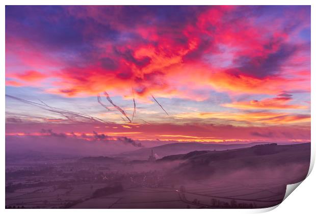 Red Sky in the Morning, Peak District  Print by John Finney