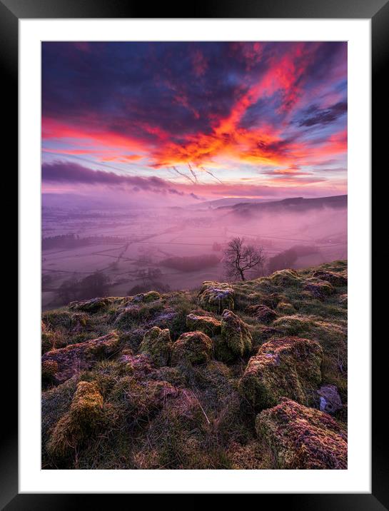 Red Sky in the Morning, Peak District  Framed Mounted Print by John Finney