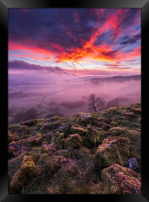Red Sky in the Morning, Peak District  Framed Print by John Finney