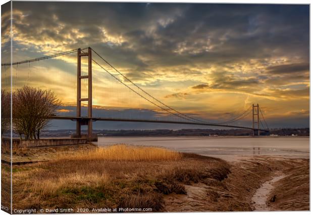 The Humber Bridge From Barton Nature Reserve Canvas Print by David Smith