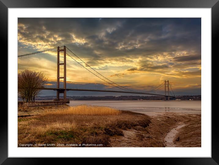 The Humber Bridge From Barton Nature Reserve Framed Mounted Print by David Smith