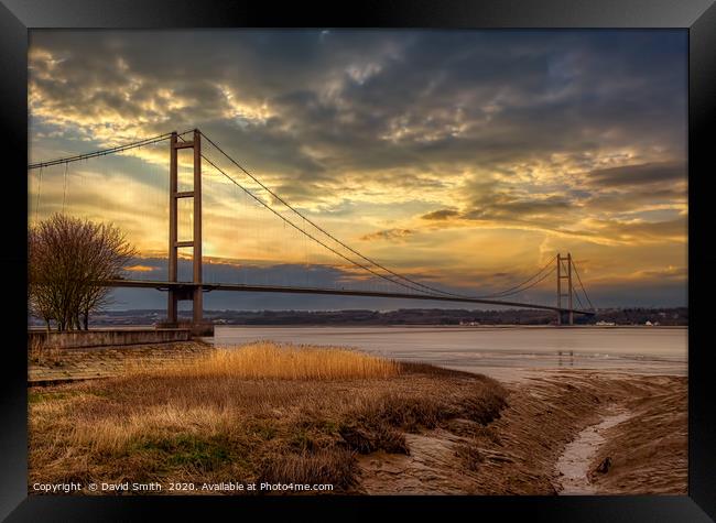 The Humber Bridge From Barton Nature Reserve Framed Print by David Smith