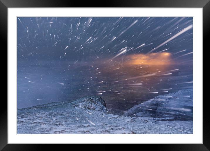 Extreme Sunrise Blizzard, Peak District  Framed Mounted Print by John Finney