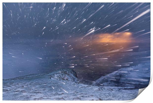 Extreme Sunrise Blizzard, Peak District  Print by John Finney