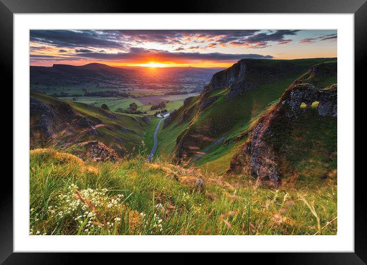 Winnat Pass Limestone Gorge Summer Sunrise Framed Mounted Print by John Finney