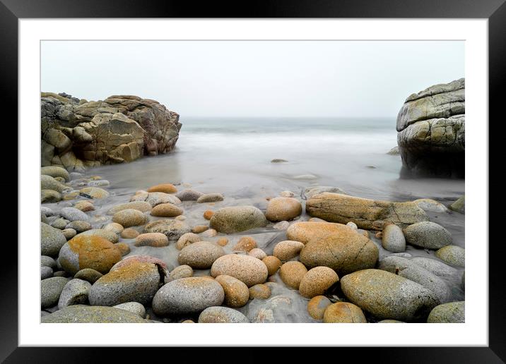 Misty Horizon, Porth Nanven beach, Cornwall. Framed Mounted Print by Mick Blakey