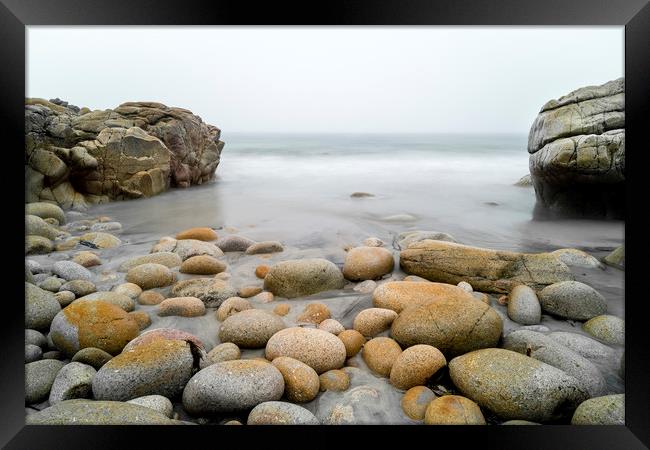 Misty Horizon, Porth Nanven beach, Cornwall. Framed Print by Mick Blakey