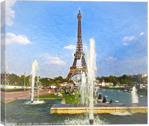 The Eiffel Tower and Fountains Canvas Print by Ian Lewis