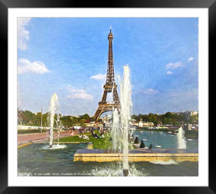 The Eiffel Tower and Fountains Framed Mounted Print by Ian Lewis