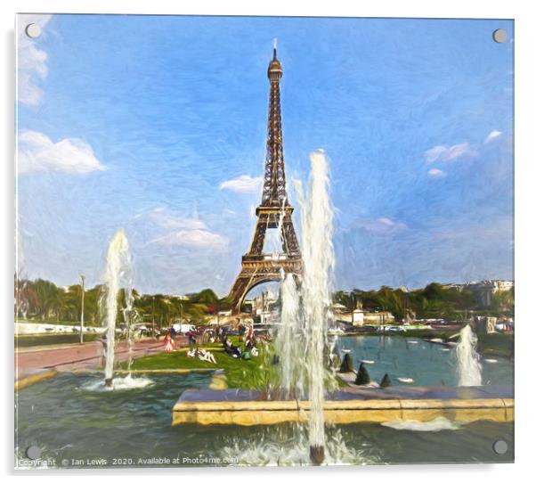The Eiffel Tower and Fountains Acrylic by Ian Lewis