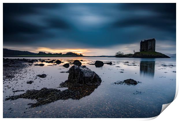 Castle Stalker moody sunset, Scotland Print by John Finney