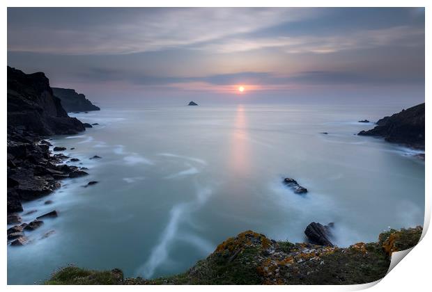 Sunset, Pentire Point, Cornwall Print by Mick Blakey
