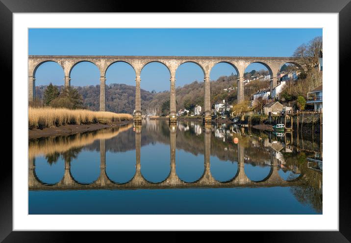 Tamar Reflections, Calstock Viaduct, Cornwall Framed Mounted Print by Mick Blakey