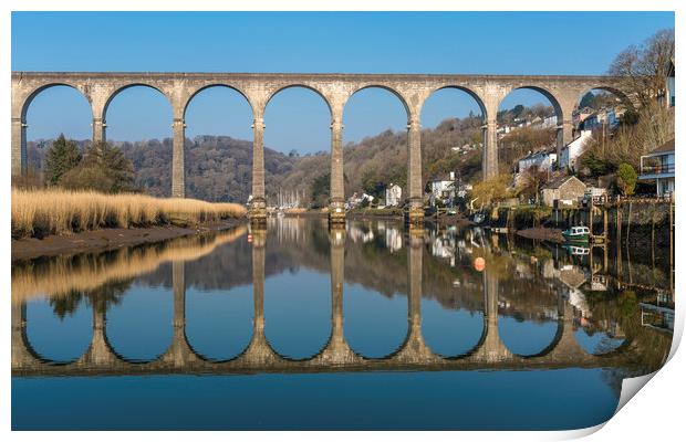 Tamar Reflections, Calstock Viaduct, Cornwall Print by Mick Blakey