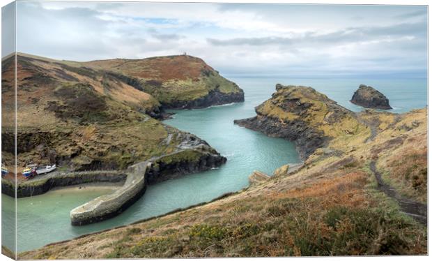 Safe Haven, Boscastle Harbour, Cornwall Canvas Print by Mick Blakey
