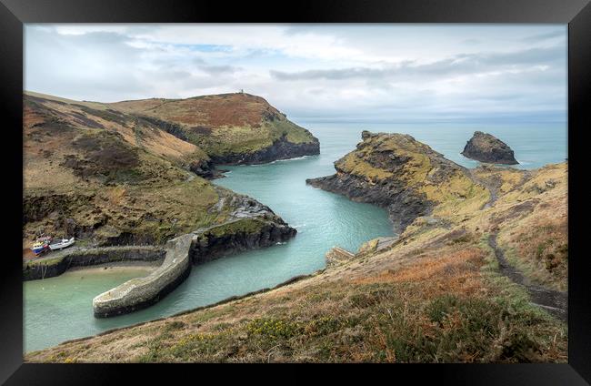 Safe Haven, Boscastle Harbour, Cornwall Framed Print by Mick Blakey