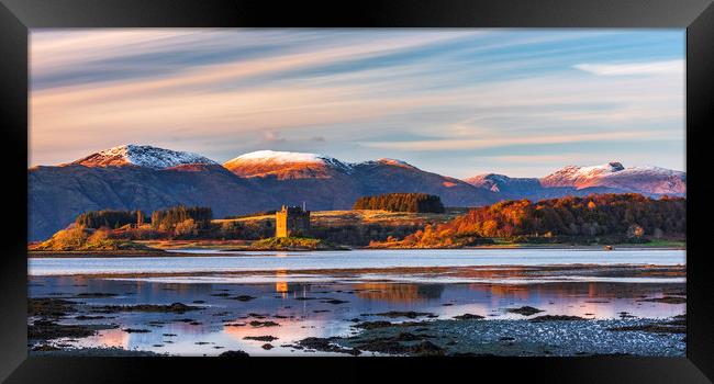 Castle Stalker Winter sunset, Scotland Framed Print by John Finney