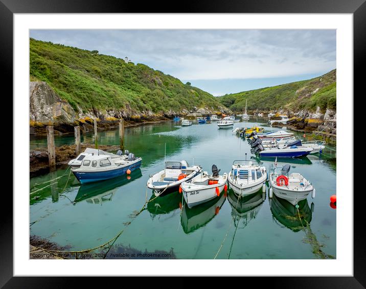 Boats in the harbour at Porthclais Framed Mounted Print by Chris Yaxley