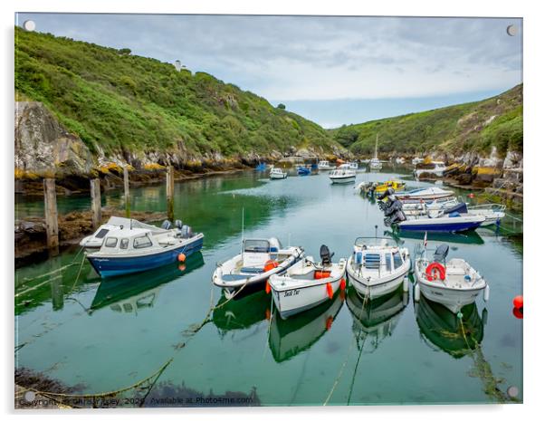 Boats in the harbour at Porthclais Acrylic by Chris Yaxley