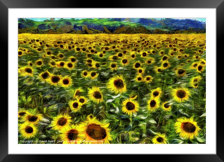 Sunflower Field Vincent Van Gogh Framed Mounted Print by David Pyatt