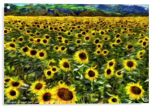 Sunflower Field Vincent Van Gogh Acrylic by David Pyatt