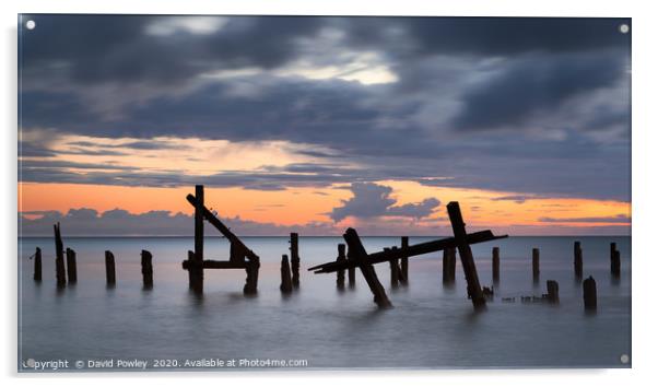 Dawn colour on Happisburgh Beach Acrylic by David Powley