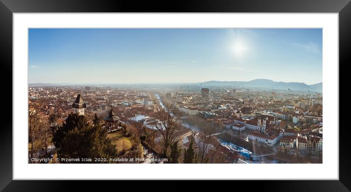 Panorama view of Graz city in Austria Framed Mounted Print by Przemek Iciak