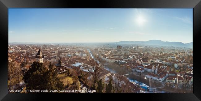 Panorama view of Graz city in Austria Framed Print by Przemek Iciak