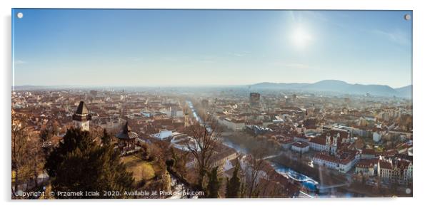 Panorama view of Graz city in Austria Acrylic by Przemek Iciak