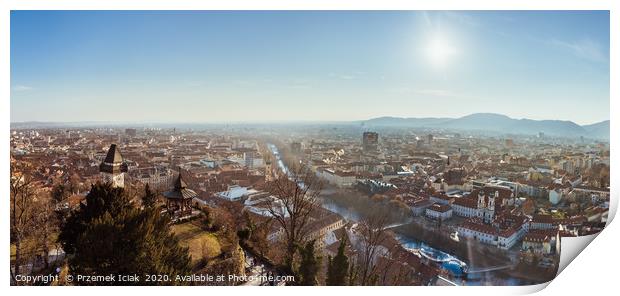 Panorama view of Graz city in Austria Print by Przemek Iciak