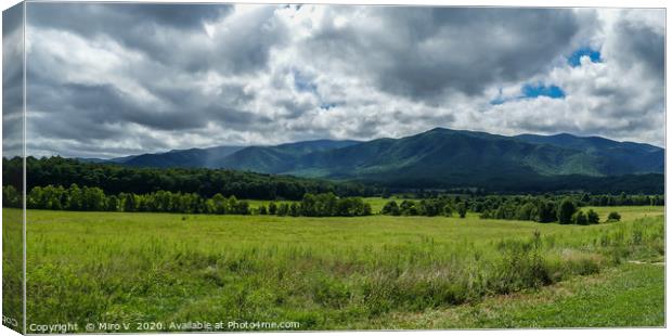 View from Cades Cove in Great Smoky Mountains Nati Canvas Print by Miro V