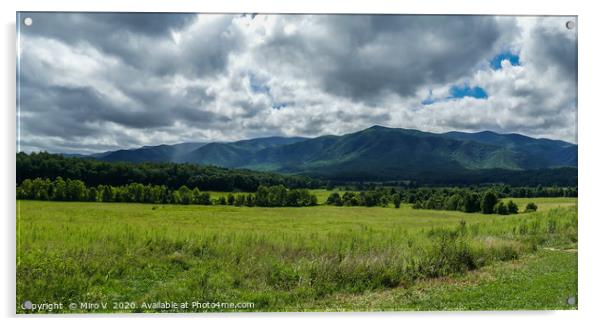 View from Cades Cove in Great Smoky Mountains Nati Acrylic by Miro V