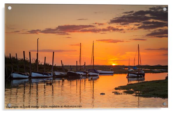 Sunset over Blakeney Harbour Acrylic by David Powley