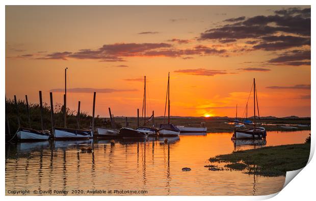 Sunset over Blakeney Harbour Print by David Powley